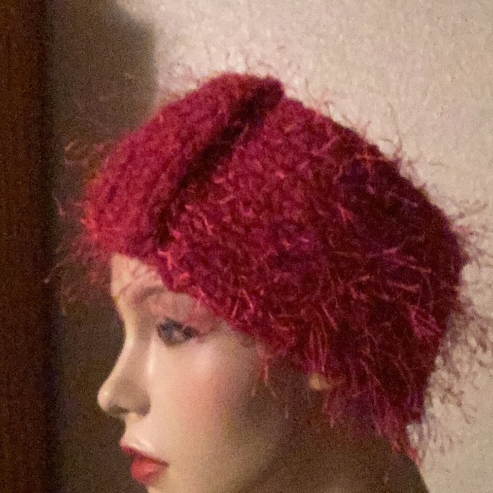 Raspberry head band,hand knitted
